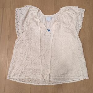 Creamy White Eyelet Lace Women's Top